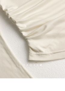 Cream Ruched Turtleneck Top