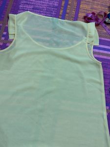 Light Yellow Sleeveless Sheer Top