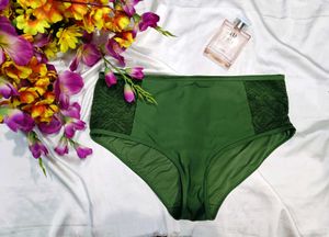 🇳🇿💫🎀Green High-Waisted Briefs with Lace Trim