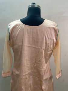 Embroidered Peach Kurta
