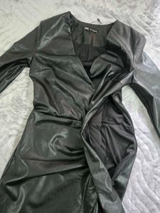 zara Faux Leather Wrap Dress bust 32 waist 28