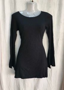 Elegant Black Long Sleeve Mini Dress
