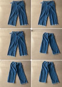 Frayed Hem Cropped Wide-Leg Jeans