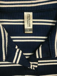 Navy &amp; White Striped Polo Shirt