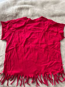 Red Lokanda Graphic Fringe T-Shirt