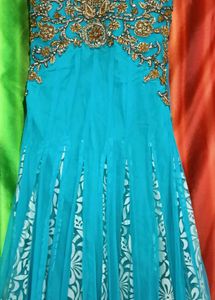 Elegant Blue Embroidered Anarkali