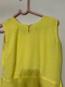 Bright Yellow Georgette Chikankari dress