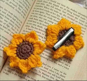 Crochet Sunflower Hair Clip set of 2