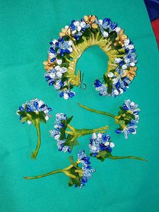 Blue &amp; White gold Floral Hair Accessory