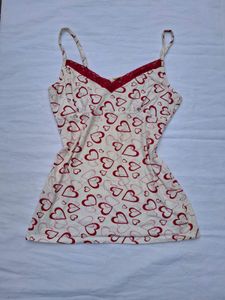 Cream Heart Print Cami Top