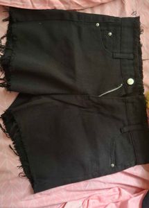 black distressed denim shorts