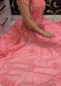 Elegant Pink Embroidered Gown