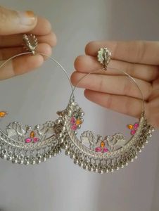 Bohemian Oxidized Silver Necklace with Tassels