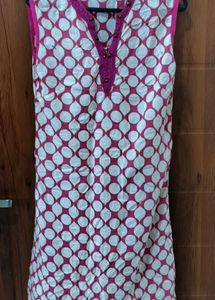 Pink & White Polka Dot Kurta