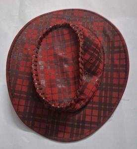 Men Red Plaid Cowboy Hat