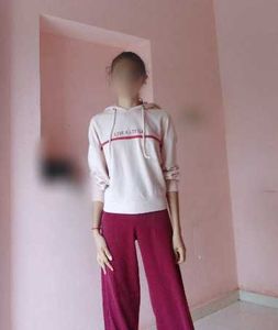 Pink Cropped Hoodie with Red Trim