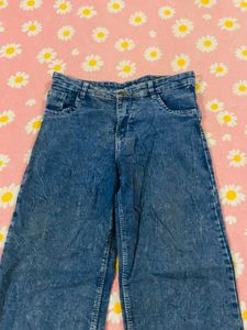 Blue Wash Wide Leg Jeans