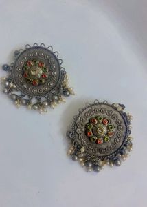 New Oxidised  with Pearl Drops earrings