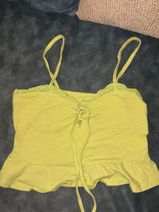 Lime green frills crop top
