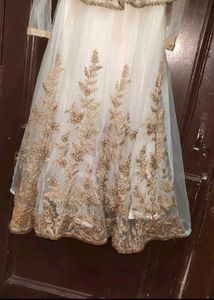 Gold Embroidered gown with poncho (deattch