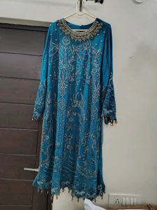 Embellished Teal Kurta Set