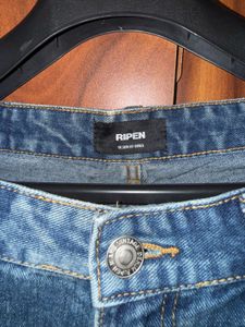Rich Look Blue Denim Cropped Jeans