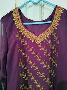 Purple Kurta Palazzo Set with Dupatta