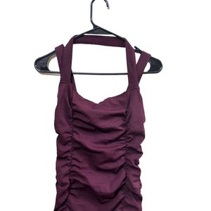 Maroon Halterneck Bodycon Dress