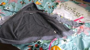Grey Zipper Hoodie with Graphic Print