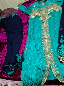 Teal Kurta Set with Pants dupata