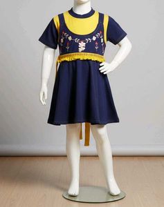 Girls' Navy & Yellow Dress