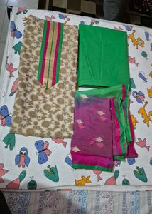 Vibrant Pink &amp; Green Suit with Dupatta