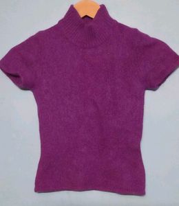 Purple Knit Short Sleeve Top