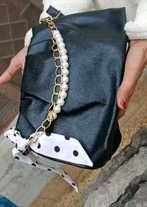 Chic Ruched Pearl Accent Clutch