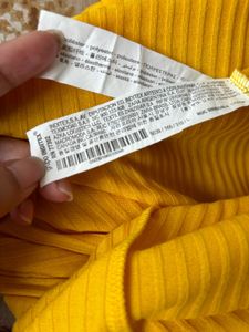 Ribbed Long Sleeve Midi Dress - Mustard Yellow