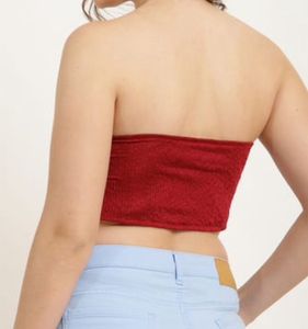 Red Bandeau Bow Crop Top