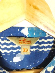 Blue Printed Stright Fit Kurta  (Women's)