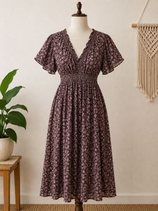 Floral V-Neck Midi Dress