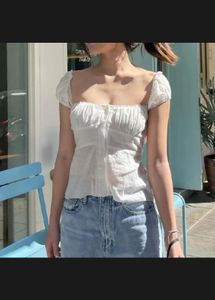 Chic White Puff Sleeve Crop Top