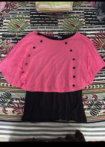 Pink & Black Layered Tunic Top for Women