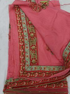 Elegant Pink Embroidered Saree with Blouse