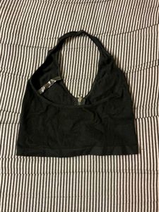 Black Halter Neck Zip Top