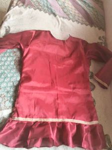 Beautiful Maroon Kurta with Golden Trim