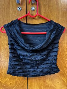 SHEIN Sheer Black Ruffled Crop Top