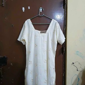 Cream Kurta Set with Pants &amp; Dupatta