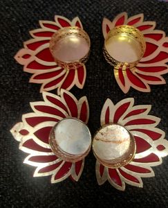 Special For Diawali Home Decor &amp; lighting Lotus Diya With Candle (Pack of 4)