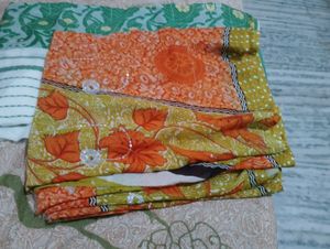 Vibrant Floral Print Saree