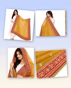 Embroidered Dupatta with Beaded Trim