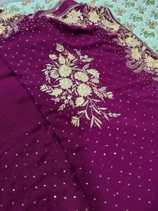 Magenta Georgette saree