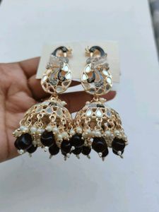 Peacock Meenakari Pearl Jhumka